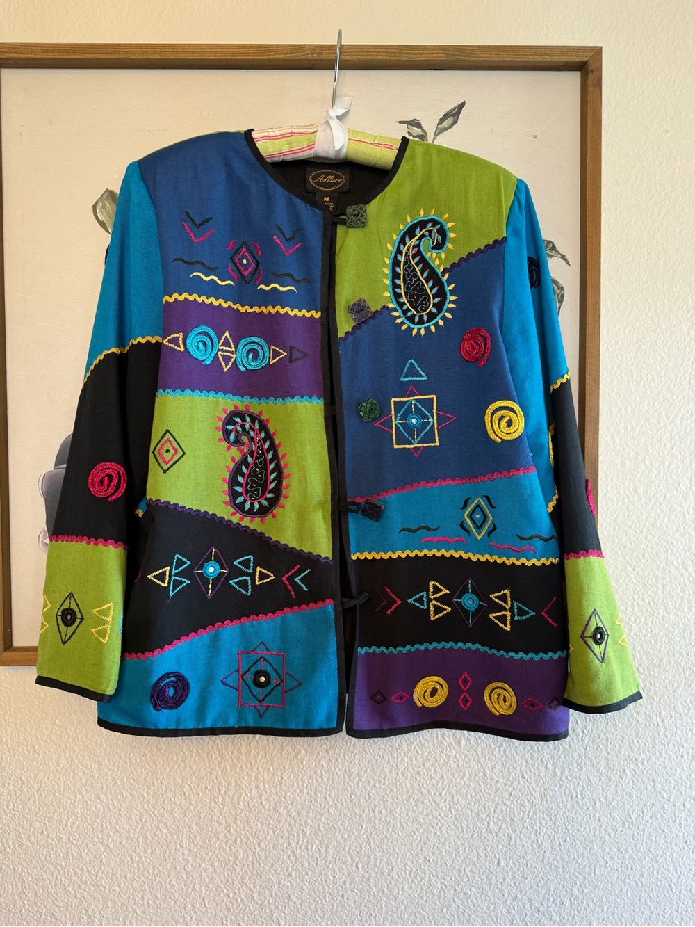 Allure Colorblock Embroidered Blazer in Blue, Green, Black, Purple, Teal